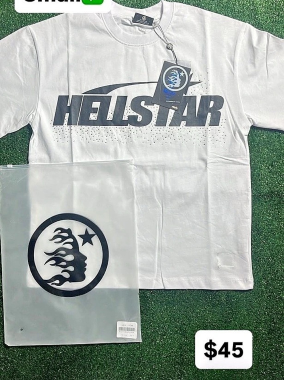 Hellstar Classic Rhinestone T-shirt White Graphic Tee Size Medium